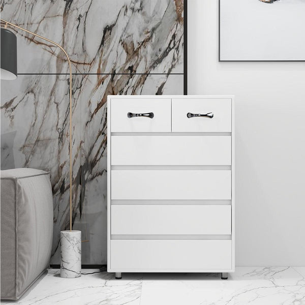 Six drawer side table-white image