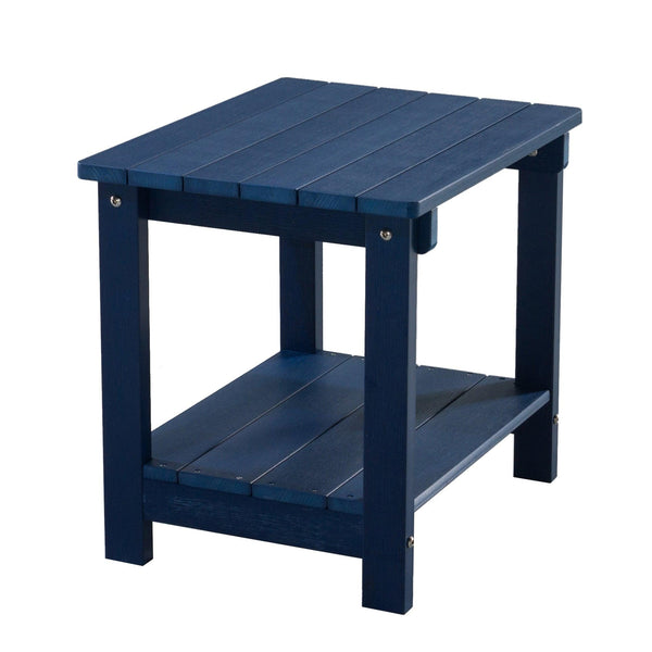 Key West Weather Resistant Outdoor Indoor Plastic Wood End Table, Patio Rectangular Side table, Small table for Deck, Backyards, Lawns, Poolside, and Beaches, Blue image