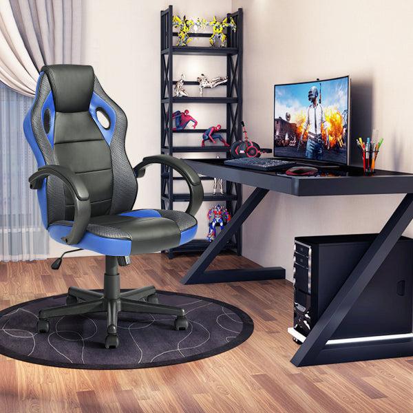 Gaming Office Chair with Fabric Adjustable Swivel, BLACK AND BLUE image