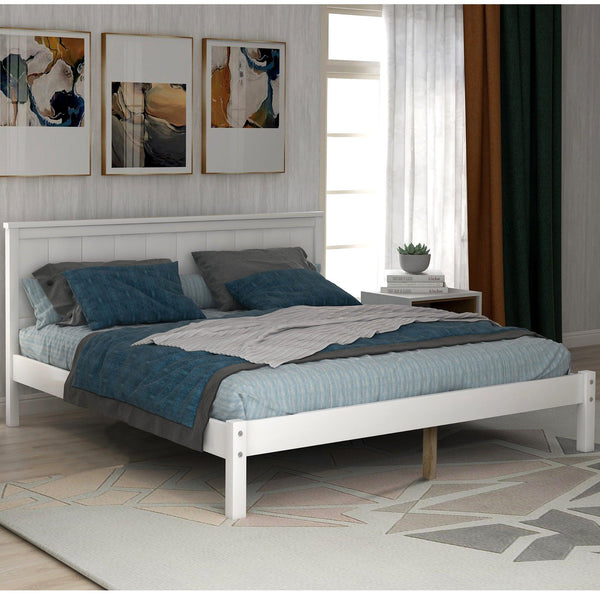 Platform Bed Frame with Headboard , Wood Slat Support , No Box Spring Needed ,Full,White image