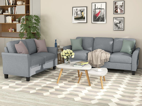Living Room Furniture Loveseat Sofa and 3-seat  sofa (Gray) image