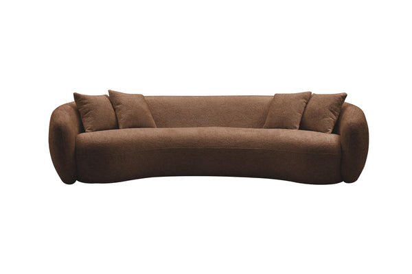 102'' 5-Seater Boucle SofaModern Sectional Half Moon Leisure Couch Curved Sofa Teddy Fleece Brown image
