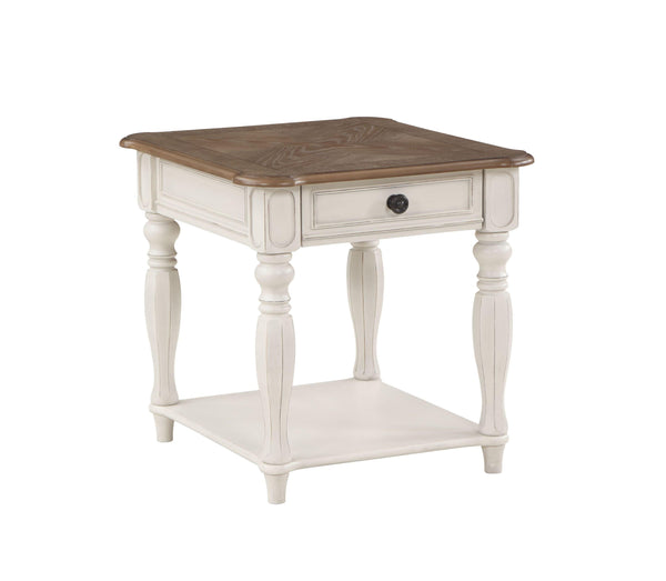ACME Florian End Table in Oak & Antique White Finish LV01663 image