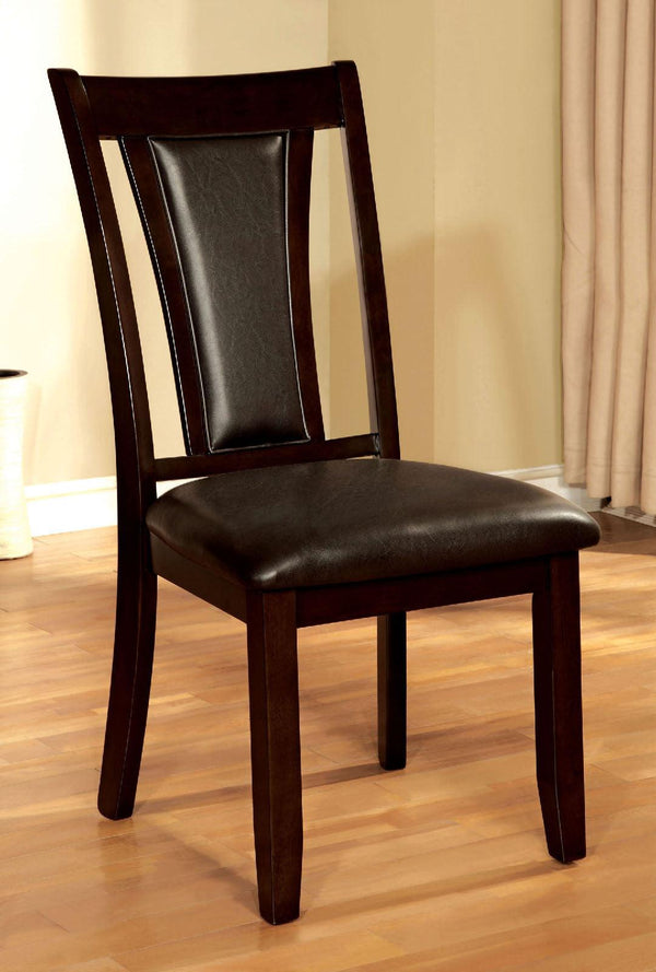 Contemporary Set of 2 Side Chairs Dark Cherry And Espresso Solid wood Chair Padded Leatherette Upholstered Seat Kitchen Dining Room Furniture image