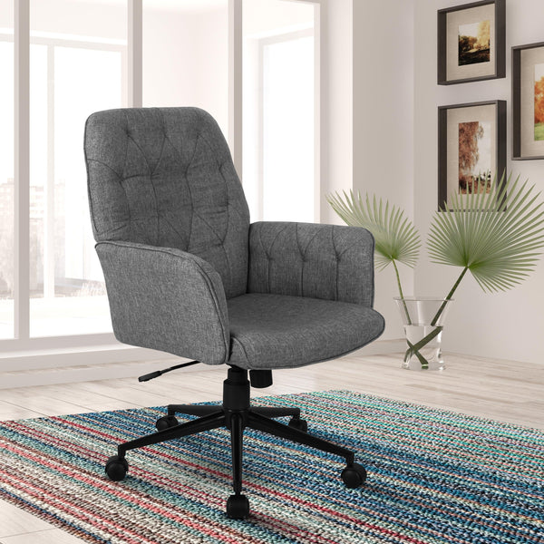 Techni MobiliModern Upholstered Tufted Office Chair with Arms, Grey image
