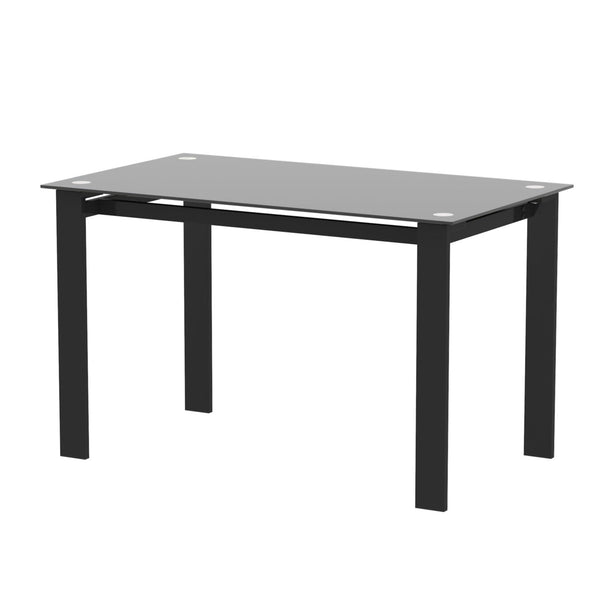 Modern tempered glass black dining table, simple rectangular metal table legs living room kitchen table image