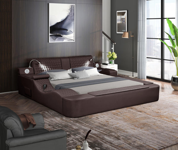 Zoya Smart Multifunctional Queen Size Bed Made with Wood in Brown image