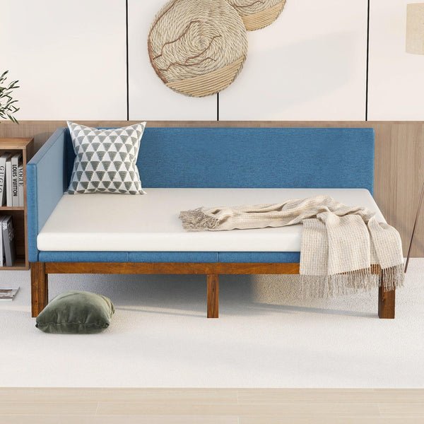 Upholstered Daybed/Sofa Bed Frame Full Size Linen-Blue image