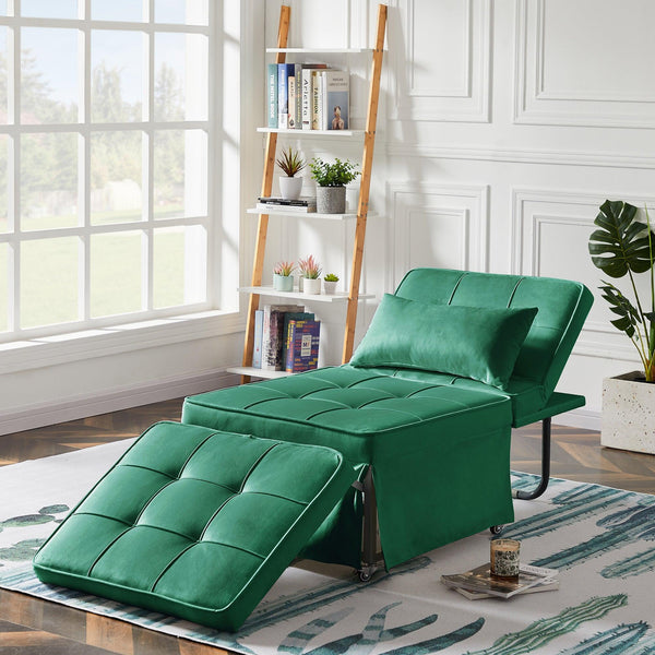 Velvet Folding Sofa Bed Sleeper Chair with Adjustable Backrest . image
