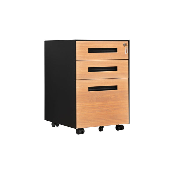 3 Drawer Mobile File Cabinet with Lock Steel File Cabinet for Legal/Letter/A4/F4 Size, Fully Assembled Include Wheels, Home/ Office Design image