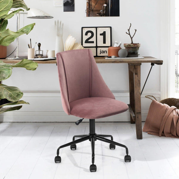 Velvet Upholstered Task Chair/ Home Office Chair - Rose image