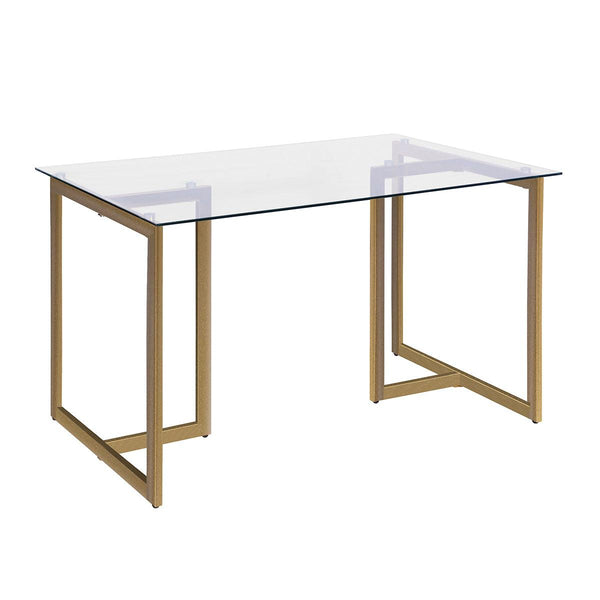 47'' Iron Dining Table with Tempered Glass Top, Clear image