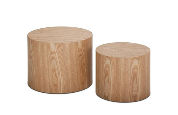MDF side table/coffee table/end table/nesting table set of 2 with oak veneer for living room,office,bedroom image