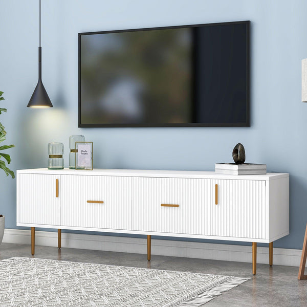 Modern TV Stand with 5 Champagne Legs - Durable, Stylish and Spacious，TVS Up to 75'' image