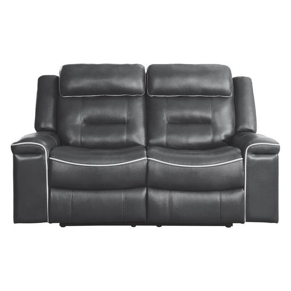 Homelegance Furniture Darwan Double Lay Flat Reclining Loveseat in Dark Gray image