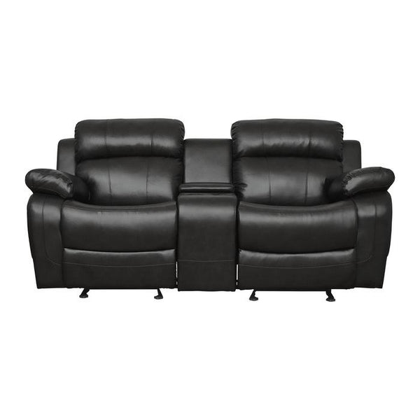 Homelegance Furniture Marille Double Glider Reclining Loveseat with Center Console in Black image