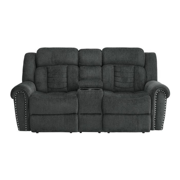 Homelegance Furniture Nutmeg Double Reclining Loveseat in Charcoal Gray 9901CC-2 image