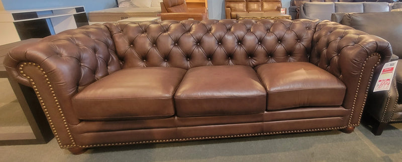 Kennedy Collection . Top Grain Leather Sofa in Walnut w/ Individually Encased Coil Spring Cushion Core