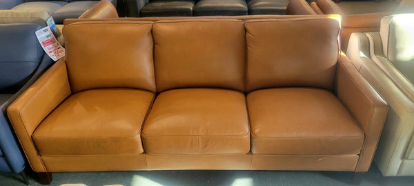 New Haven Collection . Top Grain Leather Sofa in Cognac w/ Individually Encased Coil Spring Cushion Core