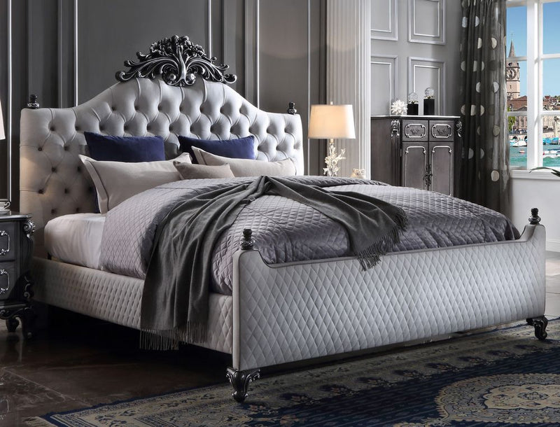 Acme Furniture House Delphine California King Upholstered Bed in Pearl White 28844CK image
