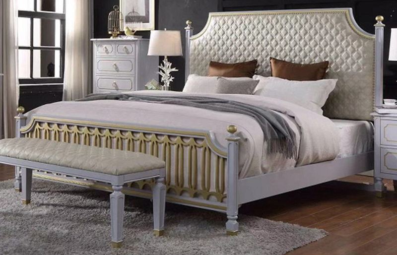 Acme Furniture House Marchese King Low Post Bed in Pearl Gray 28887EK image